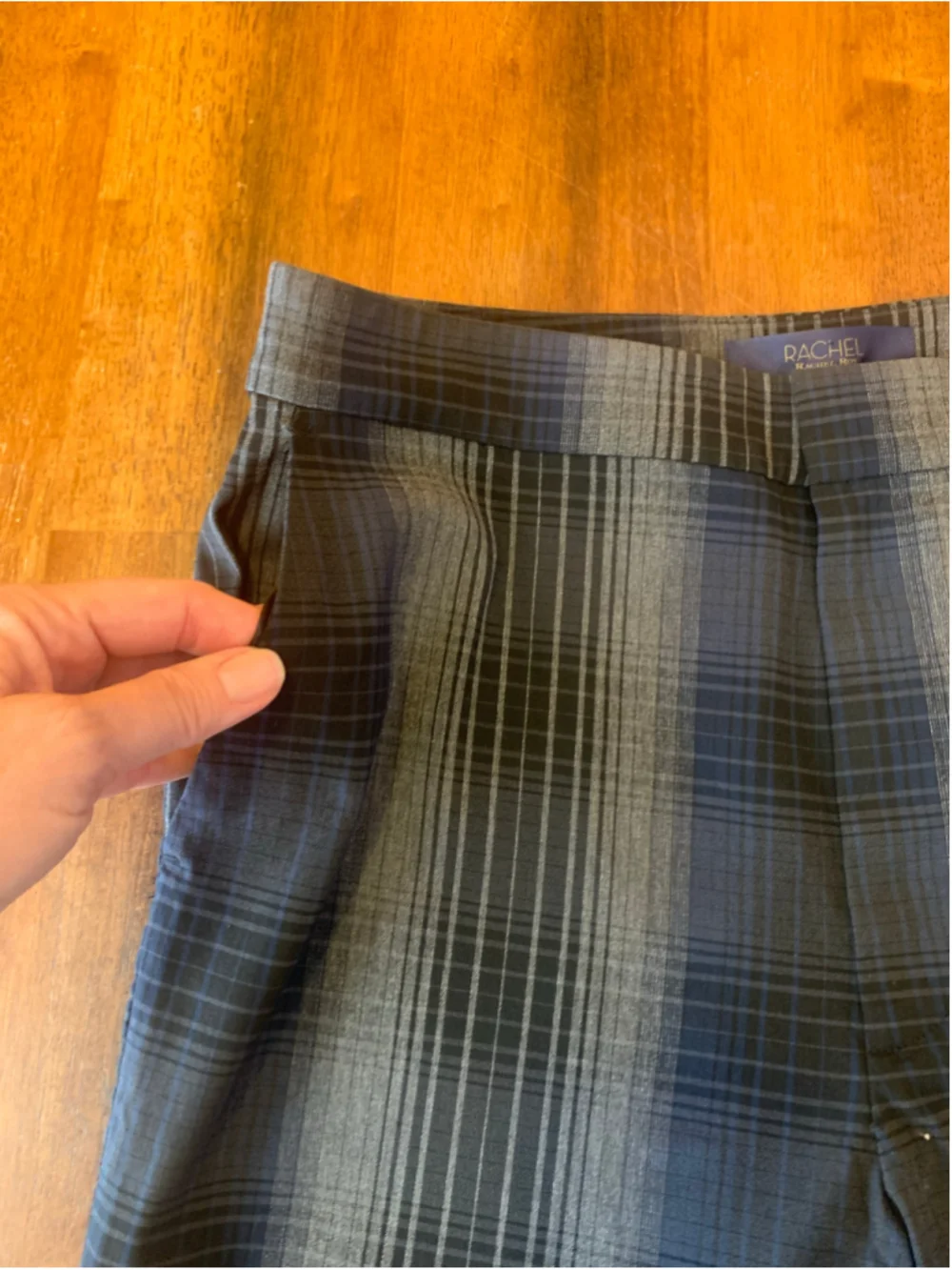 Rachel Rachel Roy Plaid Flare Pants, Size 10, Blue and Grey